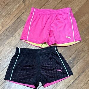 Puma Girls' Pink and Black Athletic Shorts Set of 2